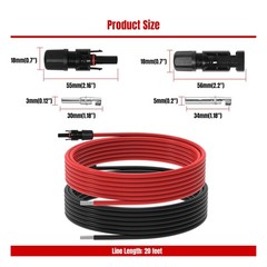 20Ft 10AWG Solar Panel Extension Cable, 10 AWG Solar Extension Cable 10 Gauge…