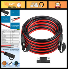 25FT Heavy Duty SAE Extension Cable 10AWG Tinned Copper Wire for Automotive RV M
