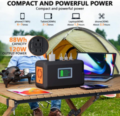 Estación portátil 120W 88Wh con salida AC, USB y luz LED para emergencia, Nuevo