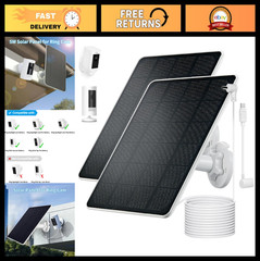 Solar Panel Charger for Ring Cameras – Weatherproof, 5W5V, 3M/9.8FT Cable (2Pack