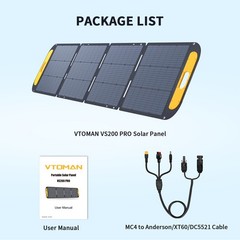 VTOMAN VS220 Portable Solar Panel 200W 48V, 23% Efficiency Foldable Solar Panel