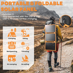 30W Folding Solar Battery Trickle Charger Maintainer, 2-In-1 Portable 12V Solar