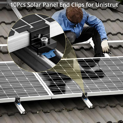 Anbte 10Pcs Solar Panel End Clamp for Standard Unistrut, Aluminum 30Mm/35Mm Sola