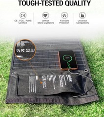 30W Solar Charger USB-A QC3.0 24W USB-C DC 30W Outputs, Foldable Solar Panel for
