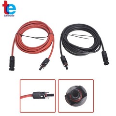 1 Pair 10AWG 20 Feet Solar Panel Extension Cable Wire Connector Black + Red
