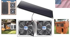 Weatherproof Dual Solar Fan Kit for Greenhouses, Chicken Coops, and Pet Houses