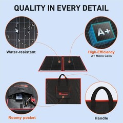 DOKIO 110w 18v Portable Foldable Solar Panel Kit (21x28inch, 5.9lb),Solar Con…