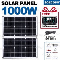 1000W Solar Panels – 2 x 500W Lightweight PV Panels + Y-Cable for Outdoor