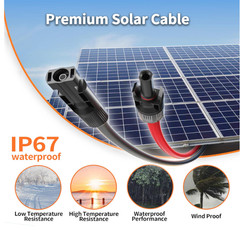 Cable solar 10AWG con par de conectores, kit adaptador para paneles solares, cab