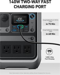Portable Power Station 288Wh 300W LiFePO4 Backup Battery Travel Charging