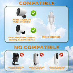 Solar Panel Compatible with Simplisafe Outdoor Camera, IP65 Waterproof, 360° Adj