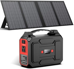 Solar Powered Generator 200W Peak/100W Rated, Portable Power Station with Solar