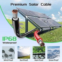 100FT 10 AWG Solar Panel Extension Cable PV Wire Solar Connectors Pair 6mm²