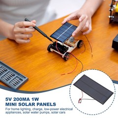 5pcs Mini Solar Panels 5V 1W 200mA for Cell with 130x60mm Cable