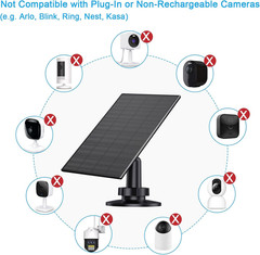 2W Solar Panel for Security Camera Outdoor, 5V Usb/Type-C Solar Charger Compatib