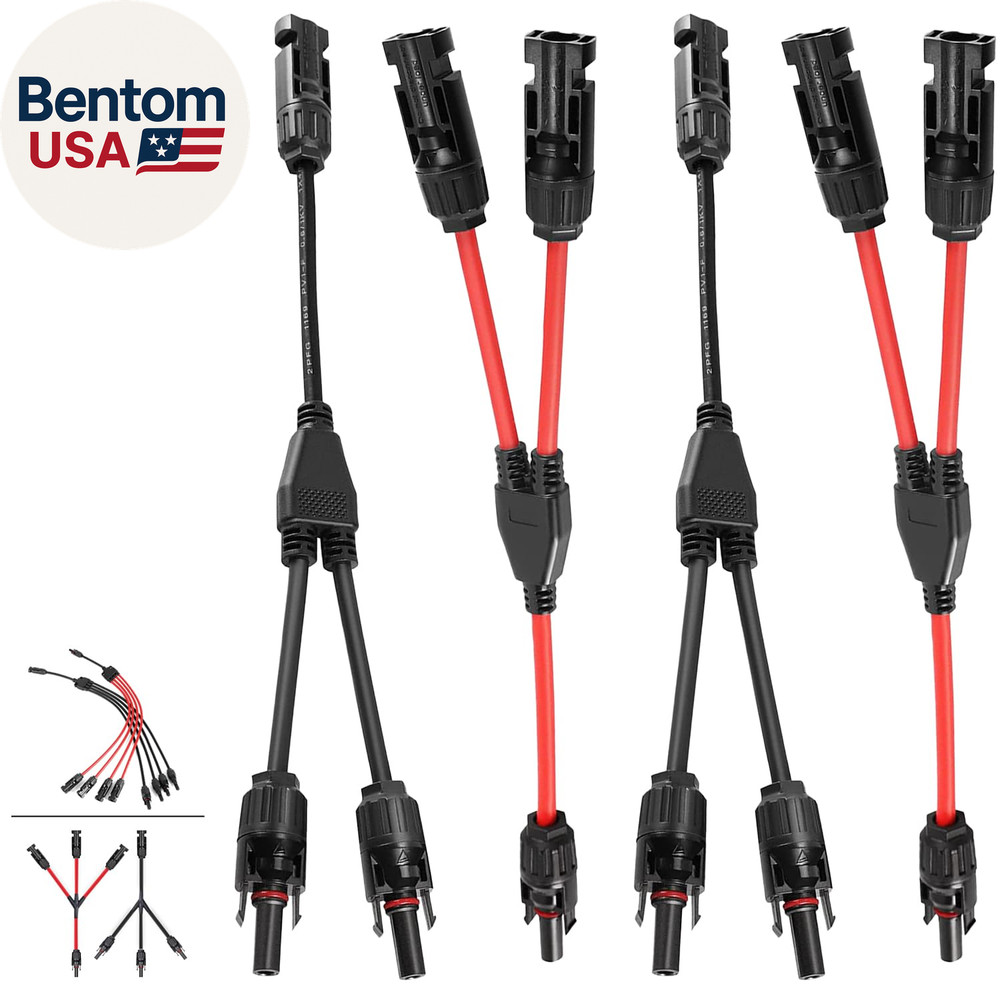 2 Pair Y Branch Solar Connector, Solar Connector Y Cables MMF/FFM for Photovolta