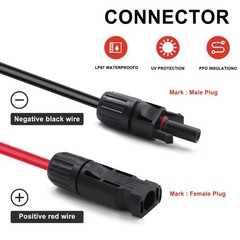 Feotech Twin Wire 30FT Solar Extension Cable 10AWG (6mm²) Solar Panel Connector