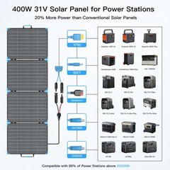 400W 220W 110W Portable Foldable Solar Panel Bifacial for Power Station Outdoor