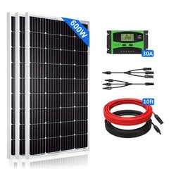 600W Solar Cell 3x200W Mono Solar Panel Kit High Efficiency Module for RV Marine