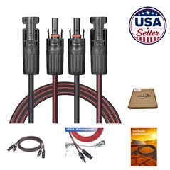 Solar Cable 10 Feet 10 AWG Twin Wire Copper Strand Male to Female Connectors