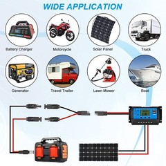 Solar Panel Connector Cable, 10AWG SAE Connector to Male & Female Solar Conne…