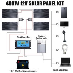 400Watt 12V Mono Solar Panel Kit With Controller Battery Charger Boat Camping RV