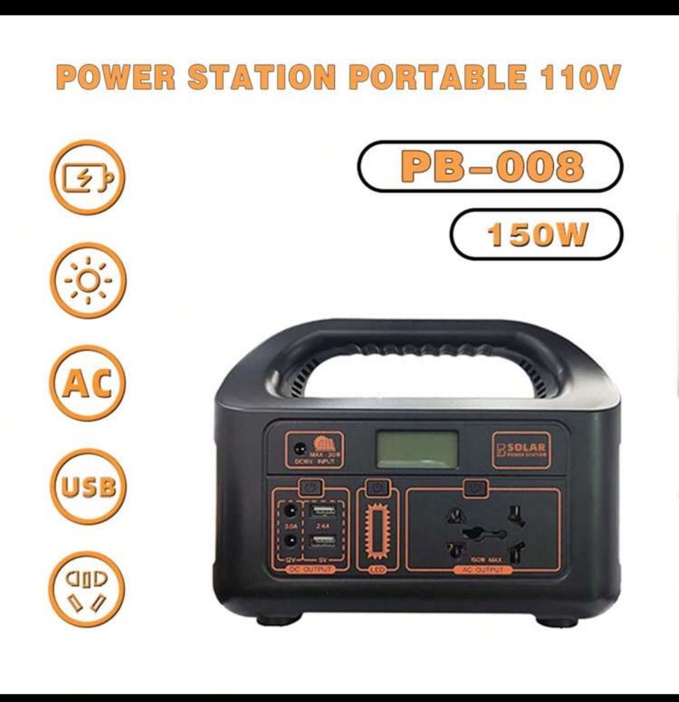 Solar Portable Power Station 110v 150w Power Supply High Capacity