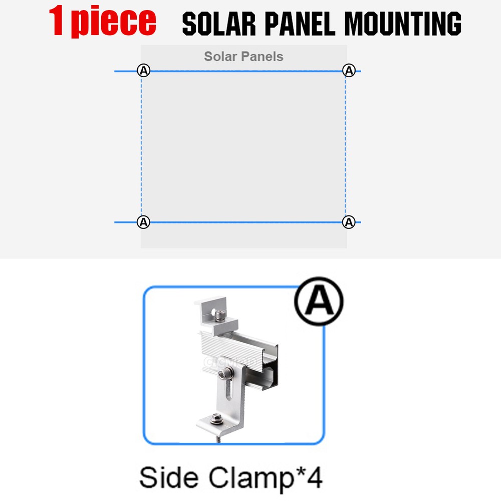 Solar Panel Rail Bracket Mounting Flat Roof Yacht RV Mount End/Middle Clamp Kit