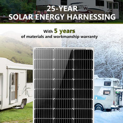 HQST 2Pcs 100W 12V Monocrystalline Solar Panel, up to 25% High Efficiency Module