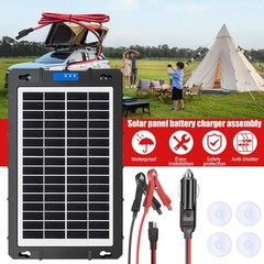 15W Solar Battery Trickle Charger&Maintainer Solar Panel Kit 12V/18V Car Camping