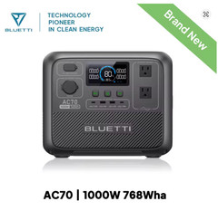 BLUETTI AC70 Portable Power Station 1000W 768Wh Generator for Road Trip Off-Grid