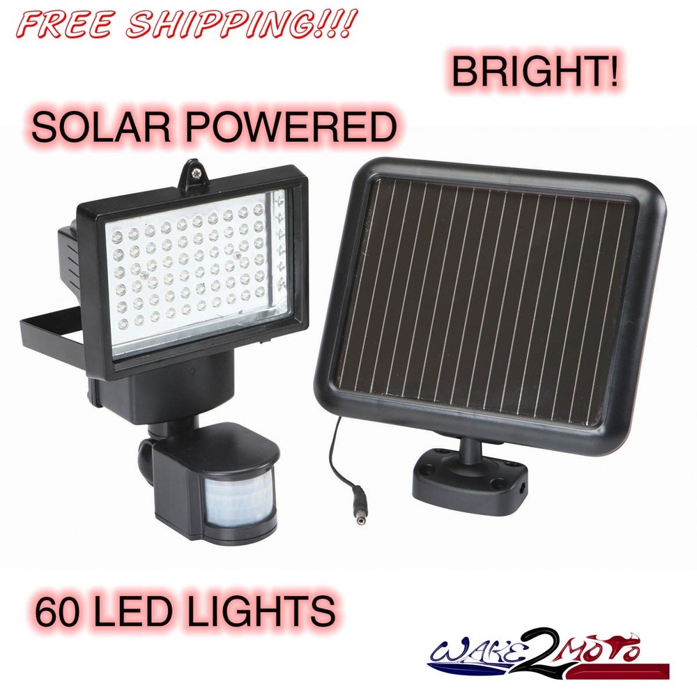 60 LED Flood Light Spot Light Motion Detector Solar Power House Home Garage Shed