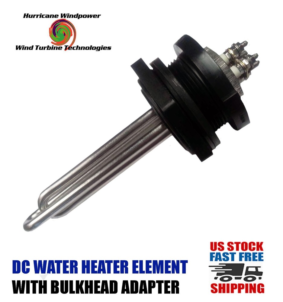DC Water Heater Element 24 Volt 600 Watt w/Bulkhead Adapter Solar Water Heating
