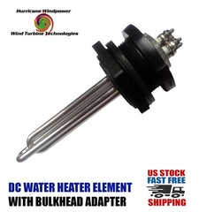 DC Water Heater Element 24 Volt 600 Watt w/Bulkhead Adapter Solar Water Heating