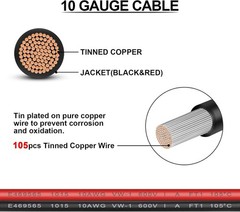 Flexible 10AWG SAE Cable for Solar Panel Connections