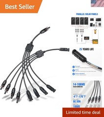 Y Branch Solar Connector Kit – 1 Male to 4 Female Parallel Adapter for Panels