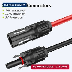 50Ft 10AWG Solar Cable Extension with Protection Cover, Solar Wire with Tool-Fre