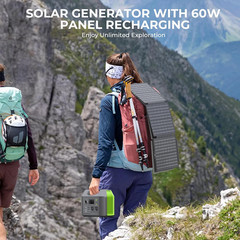 Portable Solar Generator, 300W Portable Power Station with Foldable 60W Solar Pa