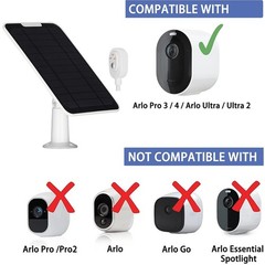 Weatherproof Solar Panel Charger for Arlo Pro 3/4/5S/Ultra/Go 2 – 9.8ft Cable &