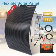 100W 18V Flexible Mono Solar Panel to 12V Battery Off Grid RV Marine Camping US