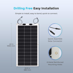 Flexible Solar Panel 100 Watt 12 Volt Monocrystalline Semi-Flexible Bendable Mon