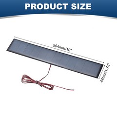 6V 1.65W 300mA Mini Solar Panels with Cable, 254 x 44mm
