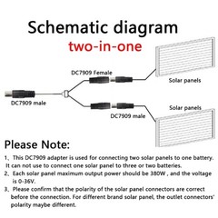 DC7909 1 to 2 Solar Panel Branch Cable Renewable Energy For Under 36V