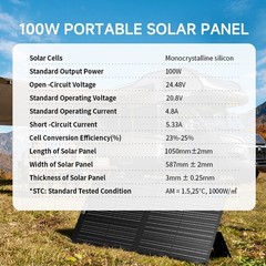 ALLPOWERS Foldable Solar Panel 100W High Efficiency IP67 Waterproof for Camping