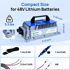 18A 48V Golf Cart Lithium LiFePO4 Battery Trickle Smart Charger Forklift Ship