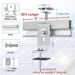 Solar Panel Mounting Bracket Kit, 10Pcs Upgraded Longer Stronger 6 Inch Rails So