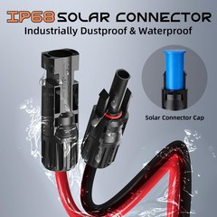 25FT 10AWG Solar Panel Connector XT60i Adapter Extension Cable with Caps & Ties