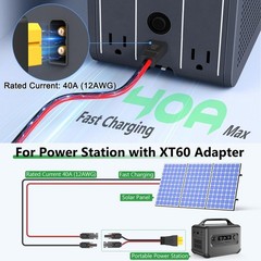 12AWG Solar To XT60 Charging Cable 25Ft For Portable Power Station Solar Panel