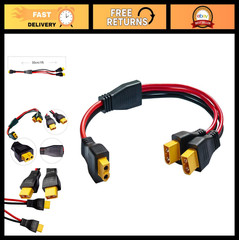 10AWG XT60 Y Splitter Cable – Dual Male Connector Adapter for Solar Power 30cm
