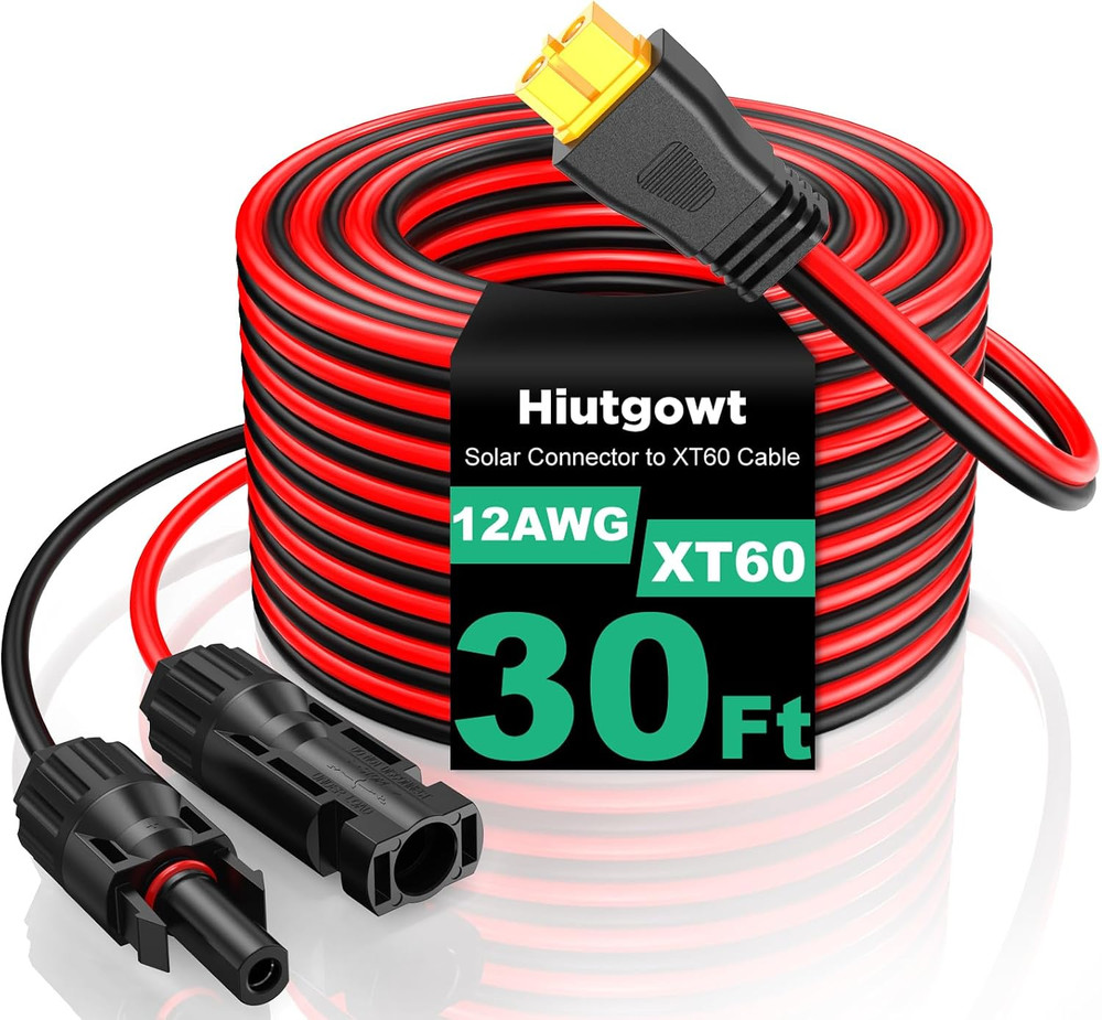12AWG XT60 Solar Cable 30FT, Solar to XT60 Cable 3 10 15 20 25 40 50FT, Solar Pa